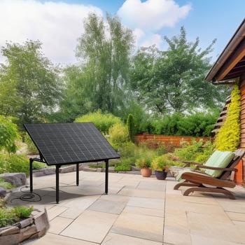 Preview: Tavolo solare da giardino con 410 watt, pratica centrale elettrica da tavolo per balcone e giardino, resistente alle intemperie, fonte di energia sostenibile per elettrodomestici e illuminazione