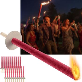 20er-Set Wachsfackeln - Holzgriff & Handschutzteller - 60 min Brenndauer - Ideal für Gartenfest Hochzeit & Camping - Hergestellt in Deutschland