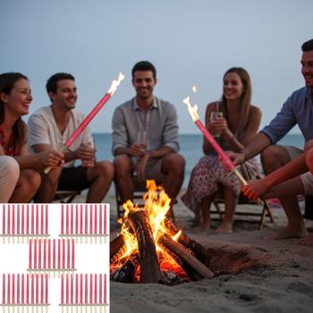 Outdoor torch set (50 pieces): 45cm wax torches with 75 min burning time, wooden handle & hand protection. Ideal for garden, camping & events