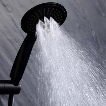 Preview: Set doccia con doccetta, flessibile e supporto a parete, nero