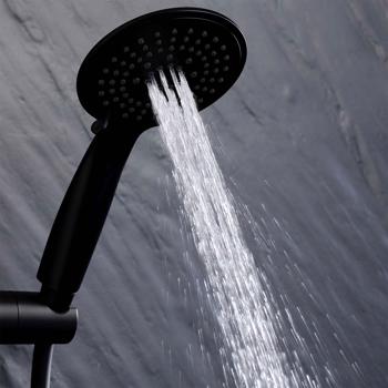 Preview: Set doccia con doccetta, flessibile e supporto a parete, nero