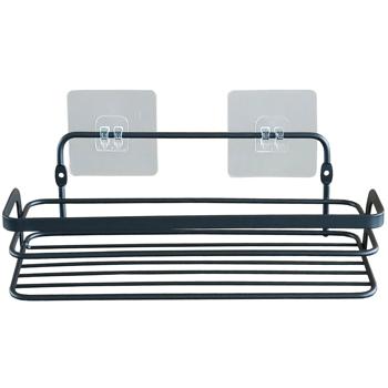 Preview: Duschkorb aus Metall schwarz - Selbstklebend ohne Bohren für Badezimmer - Max. 2 kg Traglast - 26,4 x 10,5 x 8,5 cm