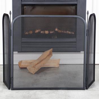 Preview: Funkenschutzgitter Metall - Dreiteilig, schwarz, klappbar - Kamin Schutz vor Funkenflug für offene Kamine - Pulverbeschichteter Stahl 53x96,5 cm Preview: Funkenschutzgitter Metall - Dreiteilig, schwarz, klappbar - Kamin Schutz vor Funkenflug für offene Kamine - Pulverbeschichteter Stahl 53x96,5 cm