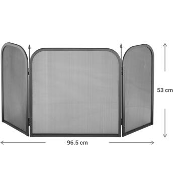 Preview: Funkenschutzgitter Metall - Dreiteilig, schwarz, klappbar - Kamin Schutz vor Funkenflug für offene Kamine - Pulverbeschichteter Stahl 53x96,5 cm Preview: Funkenschutzgitter Metall - Dreiteilig, schwarz, klappbar - Kamin Schutz vor Funkenflug für offene Kamine - Pulverbeschichteter Stahl 53x96,5 cm