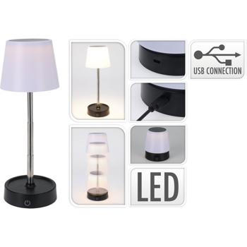 Preview: Akku LED-Tischlampe mit verstellbarer Höhe, 11,5 - 29,5 cm, 118lm, IP44, weiss-schwarz, klassisch formschönes Design 