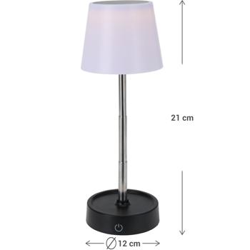 Preview: 2er-Set Akku LED-Tischlampe mit verstellbarer Höhe, 11,5 - 29,5 cm, 118lm, IP44, schwarz