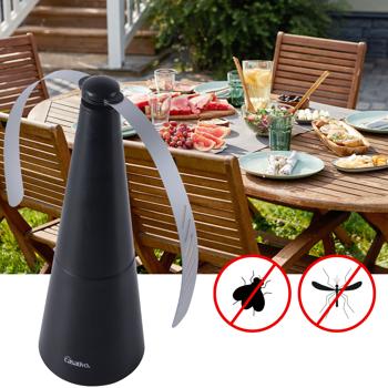 Preview: Repulsore di mosche a batteria con 2 ali, scacciamosche amico degli animali senza sostanze chimiche, batteria agli ioni di litio, può essere posizionato o appeso sul balcone, sulla terrazza o in giardino