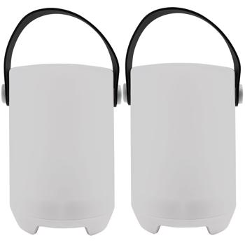 2er-Set Akku Tischlampe mit 4 Lichtmodi - 16 RGB-Farben & Weiss - IP44 für Innen & Aussen - Dimmbar, Fernbedienung, 3.5h Leuchtdauer, USB-Kabel