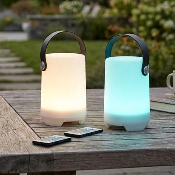 Set of 2 rechargeable table lamps with 4 light modes – 16 RGB colours & white – IP44 for indoor & outdoor use – dimmable, remote control, 3.5 h lighting duration, USB cable