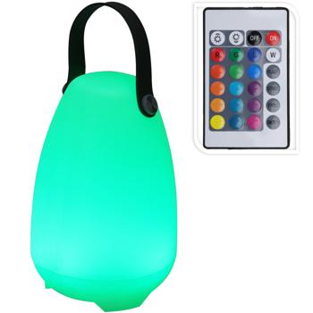 Ambiente-Wunder: Akku-Tischlaterne mit 16 RGB-Farben & Weiss, 20cm – 4 Modi, Fernbedienung, IP44 – Für atmosphärische Beleuchtung