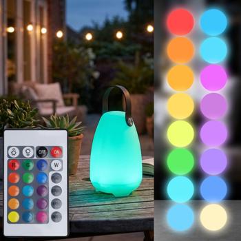Preview: Lot de 2 Lampes de Table à Accu - 4 Modes d‘Éclairage Blanc & 16 Couleurs RGB, 20.5cm - IP44 Intérieur/Extérieur - Télécommande