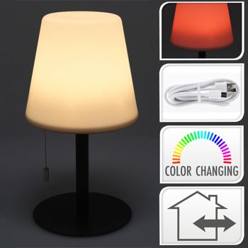 Preview: Lampada da tavolo ricaricabile con 4 modalità di luce bianca e colorata, 30 cm, IP44