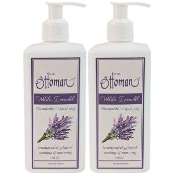 Preview: Set de 2 savons liquides à la lavande – soigne et nettoie les mains en douceur – parfum relaxant, idéal avant d’aller se coucher – 400 ml chacun avec extrait de Lavandula Angustifolia