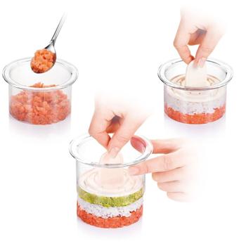 Preview: Anneaux à Dessert & Plats - Pilon, Couvercle, 3 Pièces - Graduation Intégrée - Plastique Transparent - Robustes, Empilables, Lave-vaisselle