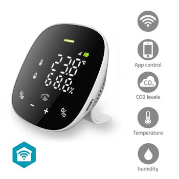 Preview: Air quality monitor with oxygen and CO2 measurement: smart display, app control & alarm - for a healthy indoor climate.