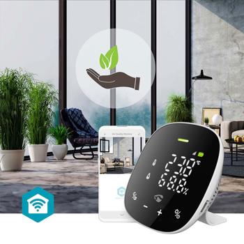 Preview: Air quality monitor with oxygen and CO2 measurement: smart display, app control & alarm - for a healthy indoor climate.