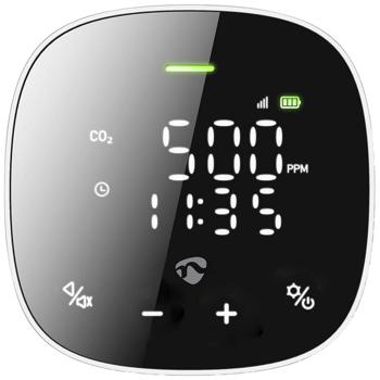 Preview: Air quality monitor with oxygen and CO2 measurement: smart display, app control & alarm - for a healthy indoor climate.