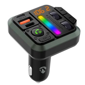Preview: Trasmettitore FM Bluetooth 5.3 con kit vivavoce, luce LED e ricarica rapida da 20 W - musica, chiamate e ricarica in auto
