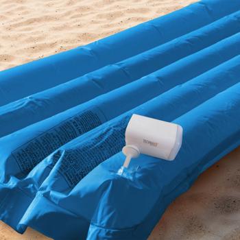 Preview: Compact rechargeable air pump with LED: white, 5 nozzles - quick inflation, flexible application options, with integrated light