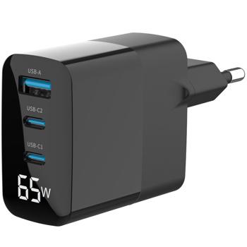 Preview: Chargeur USB Rapide 65W - 2x USB-C & 1x USB-A pour Smartphones, Ordinateurs Portables, MacBook, iPad, iPhone, Samsung - Câble USB-C 1m Inclus - Noir Preview: Chargeur USB Rapide 65W - 2x USB-C & 1x USB-A pour Smartphones, Ordinateurs Portables, MacBook, iPad, iPhone, Samsung - Câble USB-C 1m Inclus - Noir