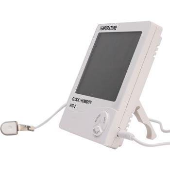 Preview: Digital hygrometer & thermometer with outdoor sensor, clock & alarm clock: LCD display, white - measure indoor climate precisely Preview: Digital hygrometer & thermometer with outdoor sensor, clock & alarm clock: LCD display, white - measure indoor climate precisely