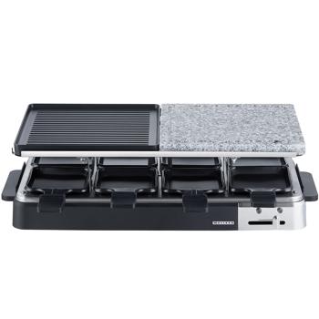 Preview: Elegante set da raclette per 8 persone (1300W) - piastra per griglia e pietra, rivestimento antiaderente, termostato, antracite - Design di alta qualità per serate conviviali Preview: Elegante set da raclette per 8 persone (1300W) - piastra per griglia e pietra, rivestimento antiaderente, termostato, antracite - Design di alta qualità per serate conviviali