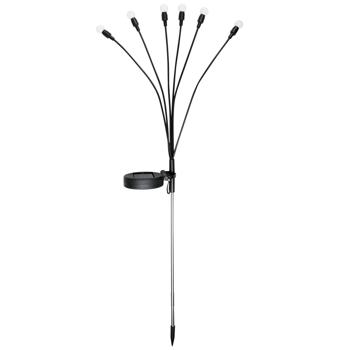 Preview: LED solar garden light “Glowworm“ with 6 arms, movable LEDs, stainless steel, IP44, ground spike, black, for magical lighting effects
