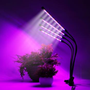 Preview: Lampada LED per piante ottimizzata per la crescita: con 4 bracci, colli di cigno a 360°, lampada a spettro completo, 3 modalità, dimmer e timer - Per tutte le piante