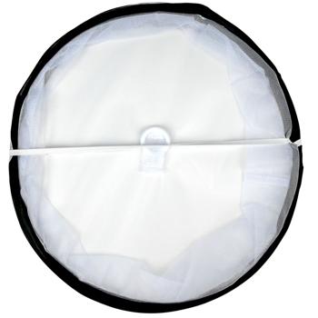 Preview: Couverture Alimentaire Ronde Pliable Anti-Insectes - Protection Mouches & Abeilles - Ø37x15.5cm - Blanche/Noire - Idéale Pique-nique/Maison