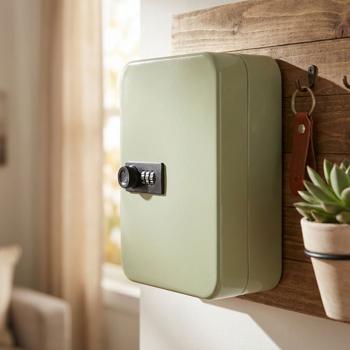 Preview: Schlüsselkasten mit Zahlenschloss - Sicherer Schlüsselsafe aus Stahl für 20 Schlüssel - Dreistelliger Code - 16x7.5x20cm - Inkl. Schrauben & Dübel