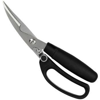 Preview: Geflügelschere Edelstahl - Müheloses Schneiden von Geflügel, Fleisch, Gelenken & dünnen Knochen - Schwarz-Silber, ergonomisch, spülmaschinenfest & robust