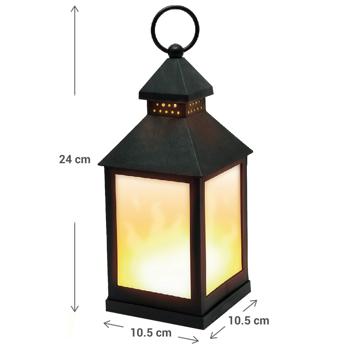 Preview: set of 2 LED lanterns with flame effect, black
