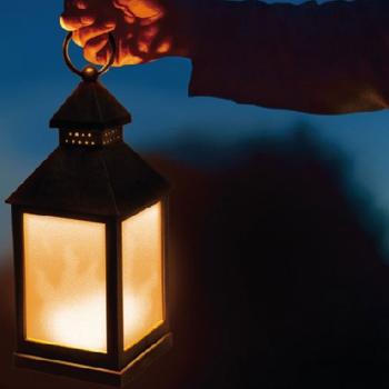 Preview: set of 2 LED lanterns with flame effect, black