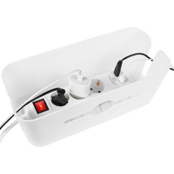 Preview: Kabelbox - Ordnung für Schreibtisch & Wohnzimmer - Platz für Steckdosenleiste, abnehmbarer Deckel als Tablet-/Handyhalter - 31x13.5x13cm, weiss Preview: Kabelbox - Ordnung für Schreibtisch & Wohnzimmer - Platz für Steckdosenleiste, abnehmbarer Deckel als Tablet-/Handyhalter - 31x13.5x13cm, weiss