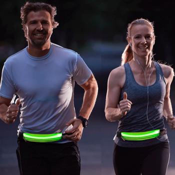Preview: set di 2 cinture a LED per corsa e jogging, nastro riflettente