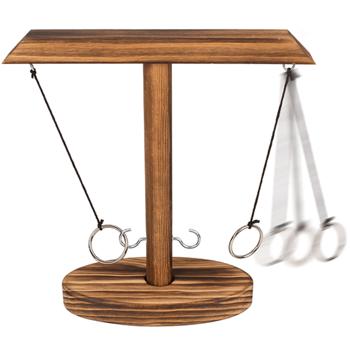 Preview: Ring toss drinking game made of real wood, with 2 shot glasses - high-quality hook game for sociable evenings, stylish design, ring toss hook battle game