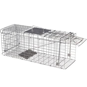 Preview: Robusta trappola per martore (66x26x23cm) in metallo - Con maniglia per il trasporto e protezione dai morsi - Cattura sicura senza ferite per uomini e animali