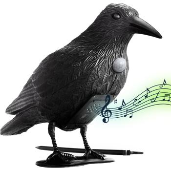 Preview: Corbeau Effaroucheur - Répulsif Sonore & Visuel Anti-Oiseaux - Détecteur Mouvement - Chasse Pigeons, Étourneaux - Piles AA Incluses - Noir
