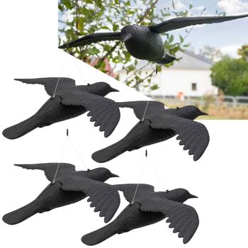 4er-Set Vogelabwehr Falke - Realistische Vogelscheuche mit 59 cm Flügelspannweite - Schützt Beete, Balkone & Ernte vor Tauben, Spatzen, Möwen