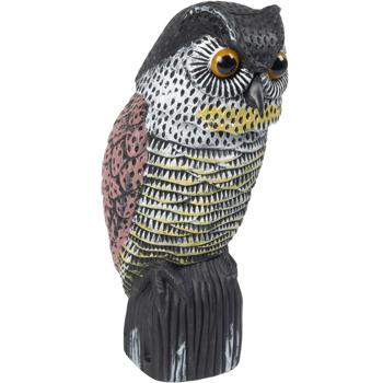 Preview: Hibou Anti-Oiseaux Réaliste - Effaroucheur Efficace Pigeons Souris Rats - Tête Mobile - Plastique Robuste Résistant Intempéries - 20x16x38 cm