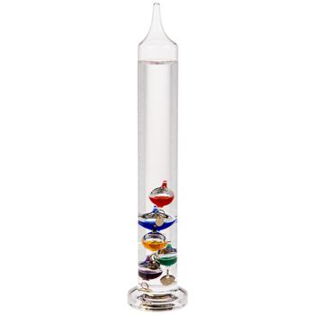 Preview: Galileo Glas-Thermometer 28 cm - Dekoelement mit präziser Temperaturanzeige - Ideal für Büro & Wohnräume - Glas-Metall-Design - Galileisches Prinzip