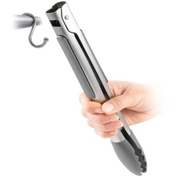 Preview: Edelstahl Grill- und Servierzange 34cm: Silikon-Greifer, Verriegelung & Flaschenöffner -Hochwertige Grillzange mit Komfortgriffen. Präzise und sichere Grillarbeit