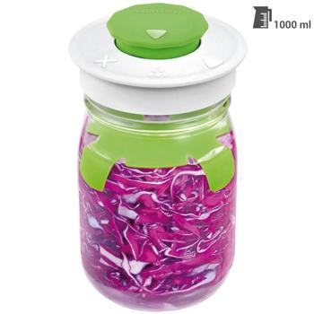 Preview: 3er-Set Fermentierglas 1 Liter - mit Entlüftungsventil für beste Fermentationsergebnisse – Konservierung für Einsteiger & Profis, gesunde Ernährung