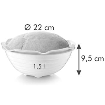 Preview: Panier de fermentation avec bol - Développement pâte optimal, croûte parfaite - 1,5L - Passe au lave-vaisselle - Plastique - Ø22xH9,5cm