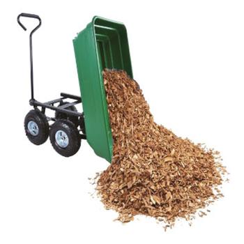 Preview: Chariot de Jardin Robuste - Fonction Basculante & Charge 136 kg - Cadre Métallique, Roues Gonflables, Poignée Direction 180° - 52 L - Vert/Noir