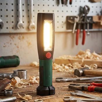 Preview: 2er-Set LED Arbeitslampe 2in1 - Magnetfuss & 360° drehbarer Haken - 250 Lumen Arbeitslicht - 50 Lumen Taschenlampe - IP20 Schutzklasse