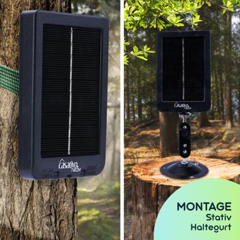 Preview: Full-HD-Wildkamera 24 MP mit 3 Bewegungssensoren, Nachtsicht, Serienbild- & Zeitraffer-Funktion, Farbdisplay, wetterfest, inkl. Akku Solarpanel, 3000 mAh