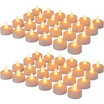 Preview: 48 bougies chauffe-plat LED – lumière vacillante, à piles – éclairage d’ambiance sans flamme