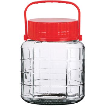 Preview: 2er-Set Vorratsglas Weithalsglas 1 Liter mit Henkel - Lebensmittel hygienisch lagern - 2 Verschlusskappen - Fermentierglas Einmachglas Gurkenglas