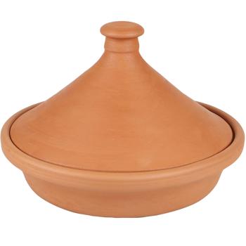 Preview: Traditionelle Tagine (Tajine) aus Terracotta ohne Glasur, Ø 26 cm